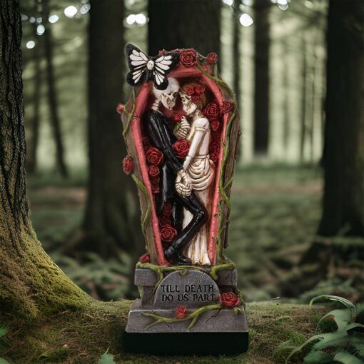 Love Never Dies Till Death Do Us Part Couples Skeleton Statue