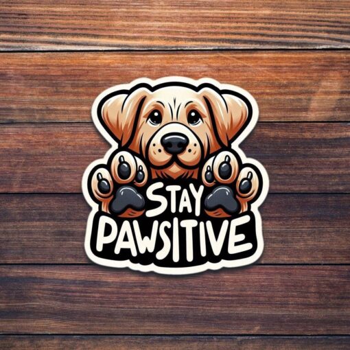 Stay Pawsitive Puppy Dog Vinyl Sticker