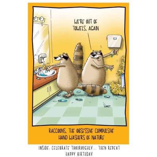 Frequent Hand Washing Raccoons Funny Birthday Card