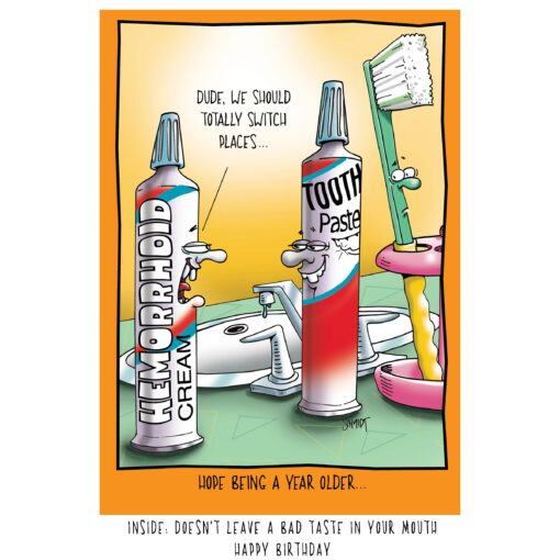 Hemorrhoid Cream and Toothpaste Birthday Card