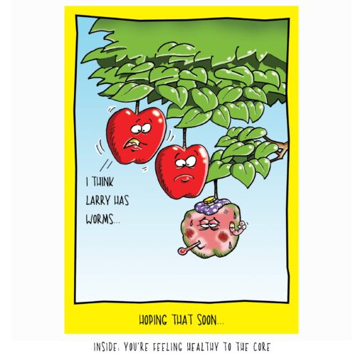 Apple with Worms Funny Get Well Card