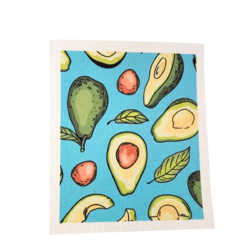 Teal Avocado Patterned Swedish Dishcloth