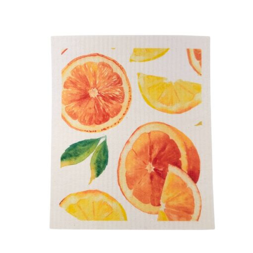 Orange Citrus Patterned Swedish Dishcloth