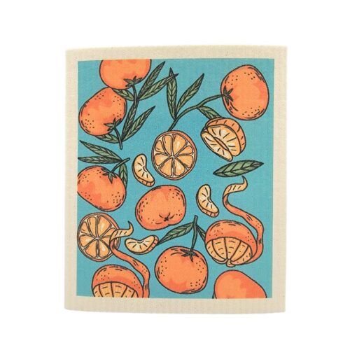 Summer Tangerine Pattern Swedish Dishcloth