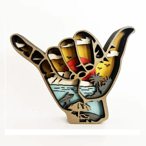 Hang Loose Shaka Layered Wood Decor